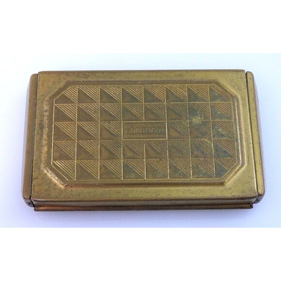 Charmant Compact Powder Rouge Leather Top Rectangle Gold Tone Mirror Vintage - Picture 4 of 12
